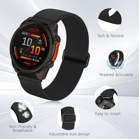 3 عبوات من سوار الساعة الملائم السريع المتوافق مع Garmin Fenix ​​8 47mm/7 Pro/7/6 Pro/6/5 plus/5/E، 22 مم حزام رياضي ناعم من النايلون المرن قابل للتعديل لـ Forerunner 965/970/Instinct 1/2/3 45 مم للطاقة الشمسية in Saudi Arabia