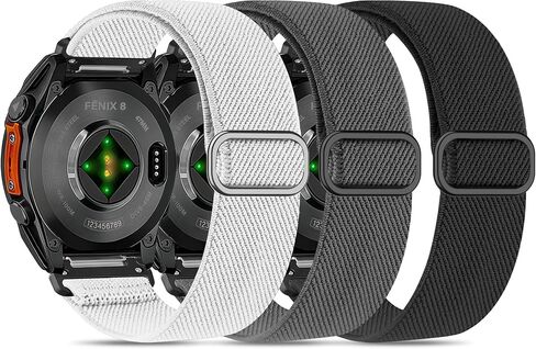 3 عبوات من سوار الساعة الملائم السريع المتوافق مع Garmin Fenix ​​8 47mm/7 Pro/7/6 Pro/6/5 plus/5/E، 22 مم حزام رياضي ناعم من النايلون المرن قابل للتعديل لـ Forerunner 965/970/Instinct 1/2/3 45 مم للطاقة الشمسية in Kuwait