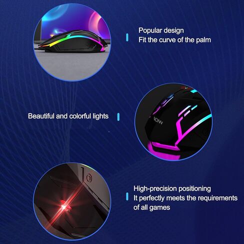 USB Interface Mouse, Medium to Large Sized Hands Compatible with PC, Laptop, Desktop, Suitable for Office and Home Use - Black in Saudi Arabia