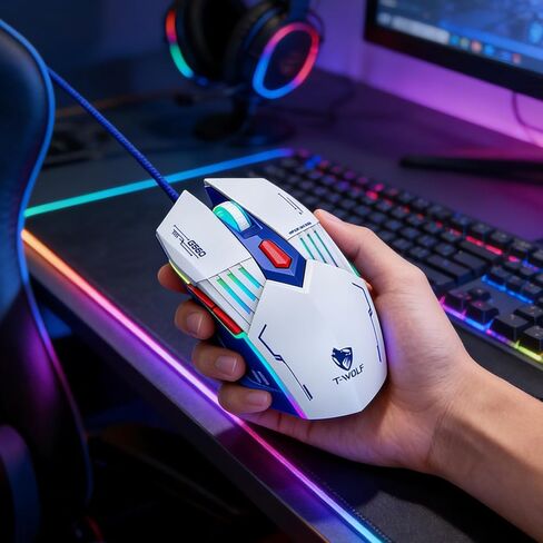 Gaming Mouse Wired, Gaming Mice with 7 Programmable Buttons, Breathing RGB LED, High-Precision 7200 DPI Adjustable, Ergonomic Wired Mouse for PC Laptop, Plug and Play Black in Saudi Arabia