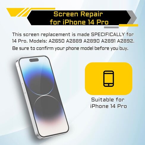 استبدال الشاشة لجهاز iPhone 14 Pro 6.1 بوصة شاشة LCD محول رقمي مستشعر القرب مكبر الصوت ثلاثي الأبعاد مجموعة أدوات إصلاح التجميع الكامل A2890 A2650 A2889 A2892 A2891 in Kuwait