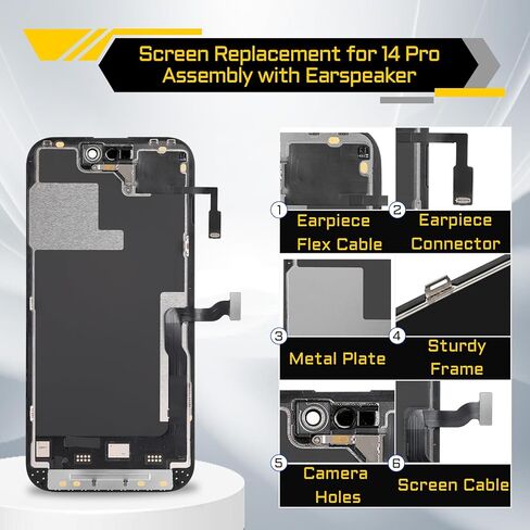 استبدال الشاشة لجهاز iPhone 14 Pro 6.1 بوصة شاشة LCD محول رقمي مستشعر القرب مكبر الصوت ثلاثي الأبعاد مجموعة أدوات إصلاح التجميع الكامل A2890 A2650 A2889 A2892 A2891 in Kuwait
