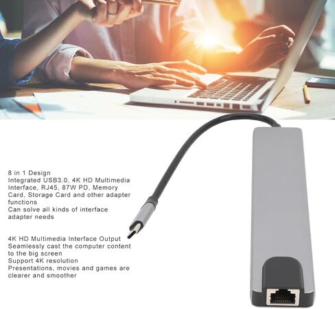 USB C Hub, 8 in 1 USB C Hub Multi Port Adapter with 4K HDMI,87W PD,USB 3.0,RJ45 Ethernet,SD TF Card Reader Docking Station Compatible with USB C Laptops and Other Type C Devices in Kuwait
