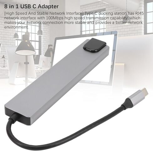 USB C Hub, 8 in 1 USB C Hub Multi Port Adapter with 4K HDMI,87W PD,USB 3.0,RJ45 Ethernet,SD TF Card Reader Docking Station Compatible with USB C Laptops and Other Type C Devices in Kuwait