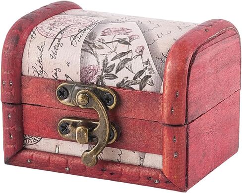 2PCS Vintage Jewelry Boxes Map Pattern Treasure Chest Wooden Rings Case 3.15×2.56×2.36 Inch Wood Pirate Keepsakes Box Storage Decorative with Mini Metal Lock for Women Jewelry Storage in Saudi Arabia