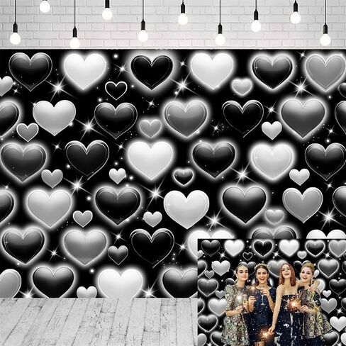 Pink Heart Photo Backdrop Valentine's Day Retro Heart Early 2000s 90s Glitter Love Photography Background Adults Kids Valentine Y2K Old School Birthday Party Decor Banner Photo Props (Pink, 7x5FT) in Saudi Arabia
