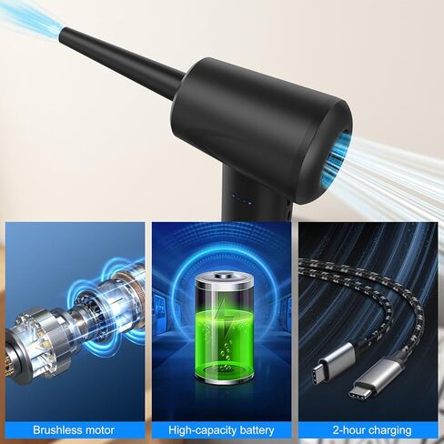 Cordless Electric Duster, High Power Rechargeable Air Blower with 3 Speed Settings and 6 Nozzles for Home Office Electronics and Car Interior (AD33 Standard Version) in Saudi Arabia