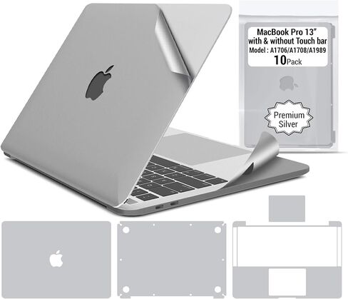 IBENZER Premium MacBook Body Skin Decal – Full Cover Protective Sticker for Apple MacBook Pro 13’’ A2159 A1989 A1706 A1708 Silver (10 Pack) SK-MT13-A-ACD10 in Saudi Arabia