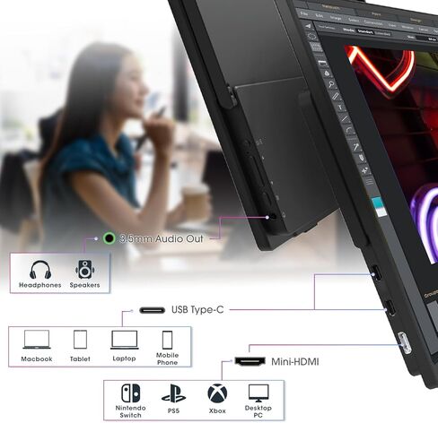 Kado Portable Monitor 15.6'' FHD 1080p Aluminum Foldable Stand Set, Ultra-Slim Laptop Monitor 1920x1080 with Built-in Speakers, IPS Display for PC, Mac, Phone, Xbox, PS5, USB-C & HDMI Connectivity in Saudi Arabia