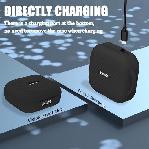 [Front LED Visible] Case for TOZO OpenEgo with Keychain, Soft Silicone Shock-Absorbing Protective Visible Logo Cover for TOZO OpenEgo Wireless Earbuds Charging Case for Women Men (Black) in Kuwait
