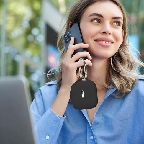 [Front LED Visible] Case for TOZO OpenEgo with Keychain, Soft Silicone Shock-Absorbing Protective Visible Logo Cover for TOZO OpenEgo Wireless Earbuds Charging Case for Women Men (Black) in Kuwait