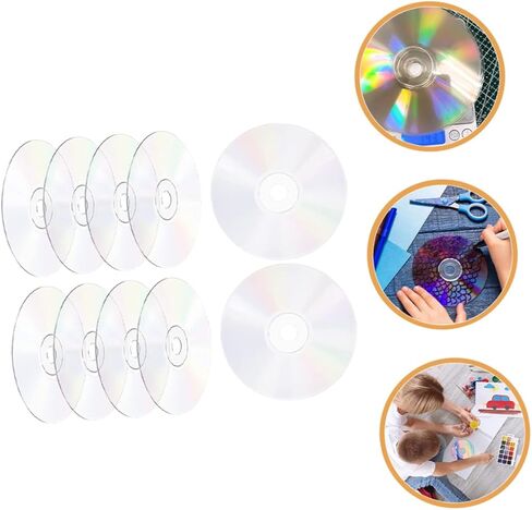 10pcs DIY Aesthetic Wall Cd Discs Transparent Craft Blanks for Painting Decoration Fun for Teens Safe Durable Materials for Home Decor and Parties in Saudi Arabia
