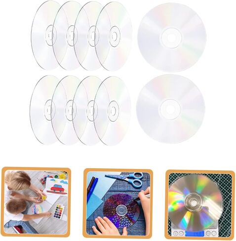 10pcs DIY Aesthetic Wall Cd Discs Transparent Craft Blanks for Painting Decoration Fun for Teens Safe Durable Materials for Home Decor and Parties in Saudi Arabia