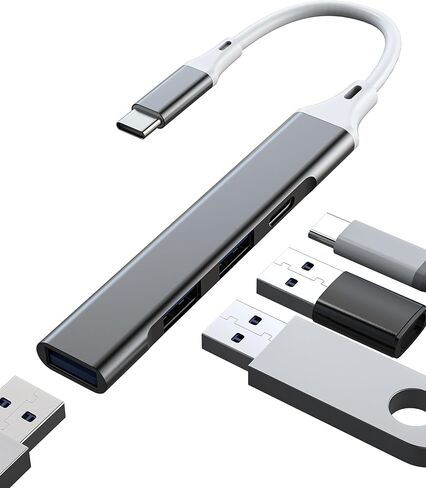 USB C إلى USB A HUB (4 في 1) محول كابل منفذ شحن من النوع C لمحطة إرساء Apple MacBook لهاتف iPhone 16 15 لأجهزة iPad ومحول الكمبيوتر المحمول وقارئ بطاقات وموسع نقل البيانات المتوافق مع Samsung S25 in Saudi Arabia