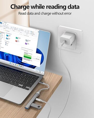 USB C إلى USB A HUB (4 في 1) محول كابل منفذ شحن من النوع C لمحطة إرساء Apple MacBook لهاتف iPhone 16 15 لأجهزة iPad ومحول الكمبيوتر المحمول وقارئ بطاقات وموسع نقل البيانات المتوافق مع Samsung S25 in Saudi Arabia