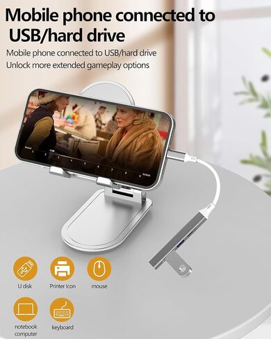 USB C إلى USB A HUB (4 في 1) محول كابل منفذ شحن من النوع C لمحطة إرساء Apple MacBook لهاتف iPhone 16 15 لأجهزة iPad ومحول الكمبيوتر المحمول وقارئ بطاقات وموسع نقل البيانات المتوافق مع Samsung S25 in Saudi Arabia