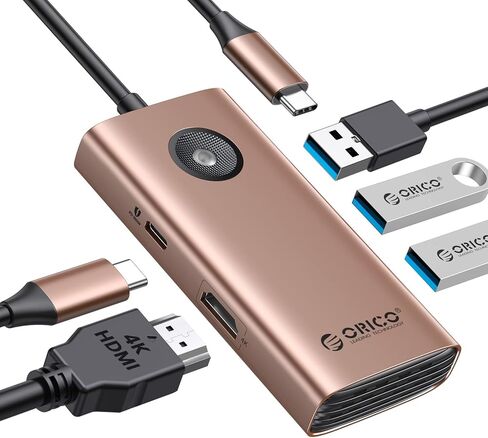 قاعدة توصيل USB C 5 في 1 من ORICO - HDMI 4K، توصيل طاقة 60 وات، USB 3.0 ومنفذين USB 2.0 لأجهزة MacBook وXPS والمزيد in Kuwait