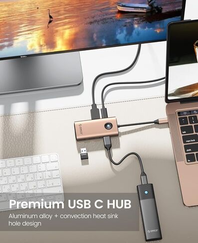 قاعدة توصيل USB C 5 في 1 من ORICO - HDMI 4K، توصيل طاقة 60 وات، USB 3.0 ومنفذين USB 2.0 لأجهزة MacBook وXPS والمزيد in Kuwait