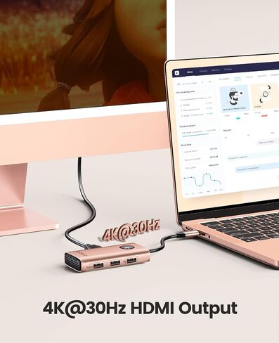 قاعدة توصيل USB C 5 في 1 من ORICO - HDMI 4K، توصيل طاقة 60 وات، USB 3.0 ومنفذين USB 2.0 لأجهزة MacBook وXPS والمزيد in Kuwait