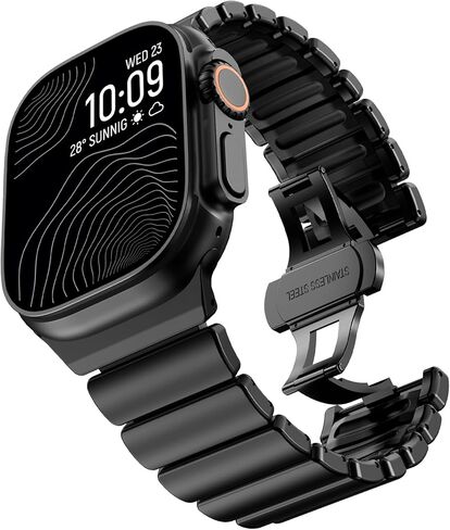 سوار CHANCHY من التيتانيوم متوافق مع Apple Watch Ultra 3/2/1 Band 49mm 46mm 45mm 44mm 42mm، سوار فاخر من السيليكون التيتانيوم وصلة مزدوجة الطبقة للرجال iWatch Series 11 10 9 8 7 6 5 4 SE in Kuwait