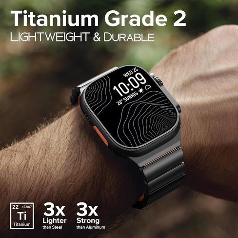 سوار CHANCHY من التيتانيوم متوافق مع Apple Watch Ultra 3/2/1 Band 49mm 46mm 45mm 44mm 42mm، سوار فاخر من السيليكون التيتانيوم وصلة مزدوجة الطبقة للرجال iWatch Series 11 10 9 8 7 6 5 4 SE in Kuwait