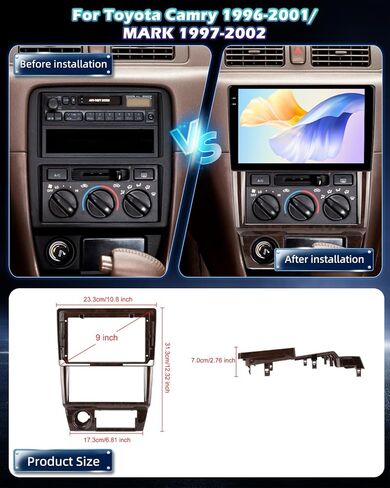 4G+64G Android 15 Car Stereo for Toyota Camry 1996-2001/MARK 1997-2002 with Carplay/Android Auto - 9 Inch HD Touchscreen Radio with EQ/5GHz WiFi/GPS/SWC + AHD Rear View Camera in Saudi Arabia