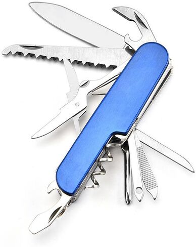 Swiss-Style Pocket Knife, 11-Function Stainless Steel Multitool, Folding Camping & Outdoor, Survival Tool (Silver) in Saudi Arabia