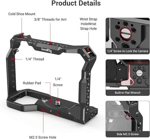 هيكل قفصي الشكل للكاميرا خفيف الوزن صغير الحجم لكاميرا Sony A7 III / A7R III / A9 + مقبض علوي مع 3/8 "-16 دبابيس تحديد لـ ARRI in Saudi Arabia