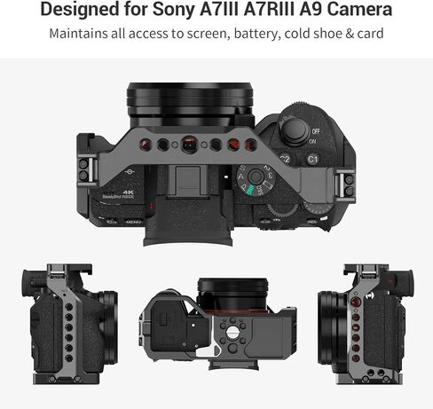 هيكل قفصي الشكل للكاميرا خفيف الوزن صغير الحجم لكاميرا Sony A7 III / A7R III / A9 + مقبض علوي مع 3/8 "-16 دبابيس تحديد لـ ARRI in Saudi Arabia