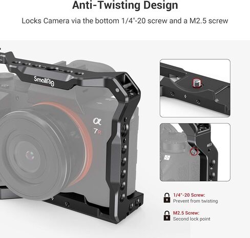 هيكل قفصي الشكل للكاميرا خفيف الوزن صغير الحجم لكاميرا Sony A7 III / A7R III / A9 + مقبض علوي مع 3/8 "-16 دبابيس تحديد لـ ARRI in Saudi Arabia
