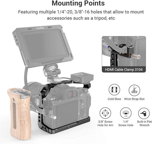 هيكل قفصي الشكل للكاميرا خفيف الوزن صغير الحجم لكاميرا Sony A7 III / A7R III / A9 + مقبض علوي مع 3/8 "-16 دبابيس تحديد لـ ARRI in Saudi Arabia