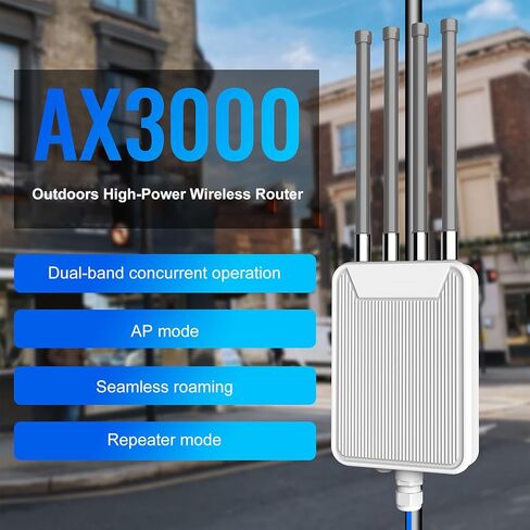 Tangxi Outdoor WiFi 6 Wireless Router 3000Mbps, High Power WiFi Extender Signal with 4 Antennas, 2.4G/5.8G Dual Band, Support AP Repeater WISP MESH, for Farm, Pool (6) in Saudi Arabia