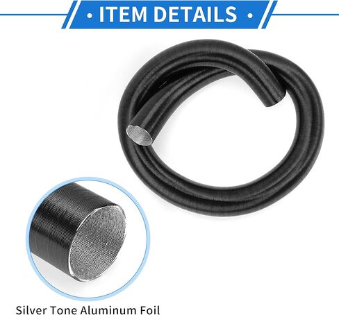 1 Pc Car Heater Duct Pipe 60mm ID 80cm Max l Warm Air Ducting Hose Car Truck RV Bus Van Boat Aluminum Foil Black in Saudi Arabia