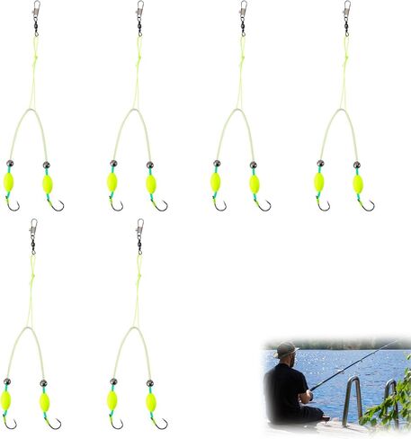 6pcs Double-Hook Reverse Bottom Rigs, Plastic Metal Saltwater Carp Sea Fishing Rigs Easy to Use Fishing Lures Bait Drop Boilies Equipment for Beginners Amateurs and Professionals Outdoor in Kuwait