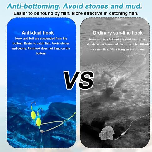 6pcs Double-Hook Reverse Bottom Rigs, Plastic Metal Saltwater Carp Sea Fishing Rigs Easy to Use Fishing Lures Bait Drop Boilies Equipment for Beginners Amateurs and Professionals Outdoor in Kuwait