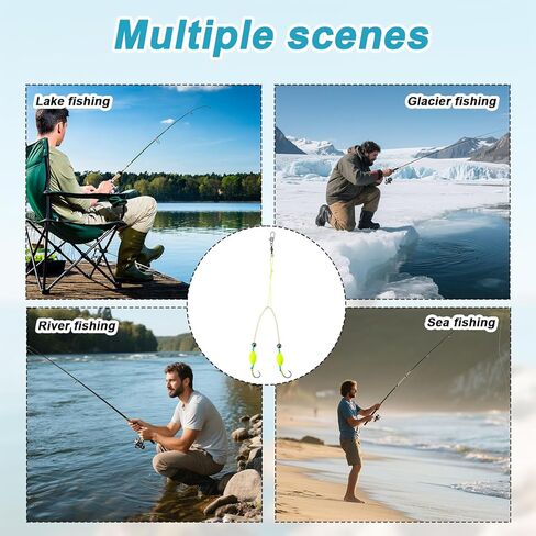 6pcs Double-Hook Reverse Bottom Rigs, Plastic Metal Saltwater Carp Sea Fishing Rigs Easy to Use Fishing Lures Bait Drop Boilies Equipment for Beginners Amateurs and Professionals Outdoor in Kuwait
