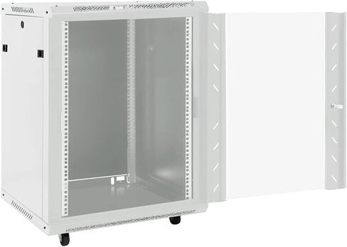 15U Network Cabinet with Swivel Feet, 19-Inch Rack, Lockable Tempered Glass Door, IP20 Rated, Grey Steel Enclosure, 60 x 45 x 86 cm in Kuwait