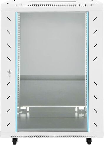 15U Network Cabinet with Swivel Feet, 19-Inch Rack, Lockable Tempered Glass Door, IP20 Rated, Grey Steel Enclosure, 60 x 45 x 86 cm in Kuwait