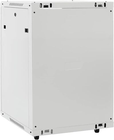 15U Network Cabinet with Swivel Feet, 19-Inch Rack, Lockable Tempered Glass Door, IP20 Rated, Grey Steel Enclosure, 60 x 45 x 86 cm in Kuwait