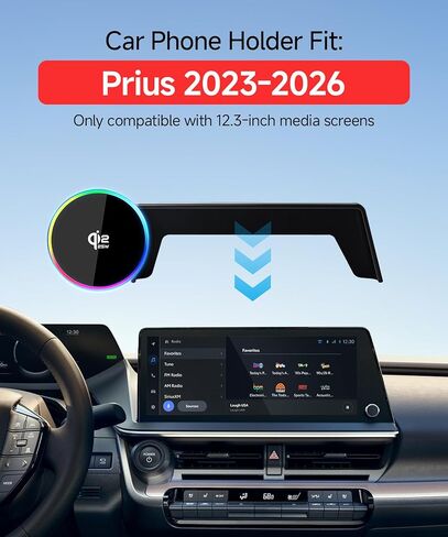 Qi2.2 Max 25W Fast Wireless Car Charger Phone Holder for 2023-2026 Toyota Prius 12.3-Inch Screen, Magnetic Phone Mount Compatible with MagSafe in Saudi Arabia