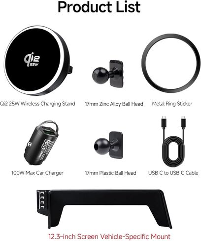 Qi2.2 Max 25W Fast Wireless Car Charger Phone Holder for 2023-2026 Toyota Prius 12.3-Inch Screen, Magnetic Phone Mount Compatible with MagSafe in Saudi Arabia