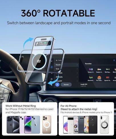 Qi2.2 Max 25W Fast Wireless Car Charger Phone Holder for 2023-2026 Toyota Prius 12.3-Inch Screen, Magnetic Phone Mount Compatible with MagSafe in Saudi Arabia