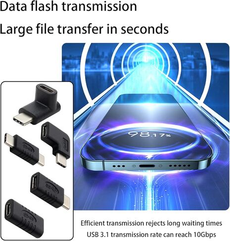 محول USB من النوع C للشحن السريع ونقل البيانات ذكر إلى أنثى/ذكر موصل موسع كابل طاقة USB بقدرة 60 وات in Kuwait