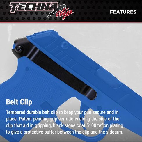 نظام إخفاء مشبك Techna لمسدسات KelTec P3AT/P32 .380 ACP - مشبك مسدس فولاذي زنبركي عالي الكربون متين مع طبقة تيفلون 1500 - الجانب الأيمن، مشبك حافظة مسدس سهل التركيب (أسود) in Kuwait