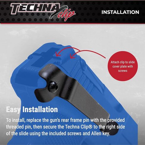 نظام إخفاء مشبك Techna لمسدسات KelTec P3AT/P32 .380 ACP - مشبك مسدس فولاذي زنبركي عالي الكربون متين مع طبقة تيفلون 1500 - الجانب الأيمن، مشبك حافظة مسدس سهل التركيب (أسود) in Kuwait