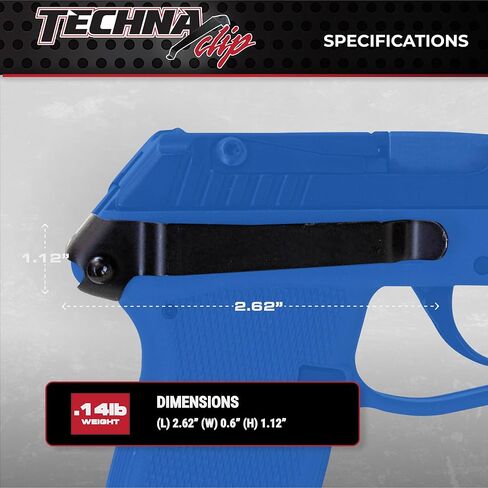 نظام إخفاء مشبك Techna لمسدسات KelTec P3AT/P32 .380 ACP - مشبك مسدس فولاذي زنبركي عالي الكربون متين مع طبقة تيفلون 1500 - الجانب الأيمن، مشبك حافظة مسدس سهل التركيب (أسود) in Kuwait