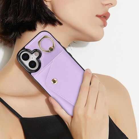 متوافق مع جراب محفظة iPhone 13/14 Crossbody مع حامل بطاقات للنساء، جراب هاتف RFID محجب من جلد البولي يوريثان وغطاء قلاب لحقيبة اليد مع فتحات للبطاقات وحامل معصم دائري، أسود in Kuwait