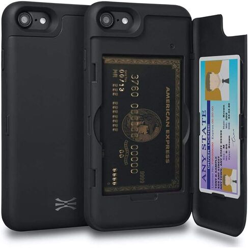 حافظة TORU CX PRO لهاتف iPhone SE 2022 / SE 2020 / iPhone 8 / iPhone 7 | غطاء واقٍ مقاوم للصدمات شديد التحمل مع حامل بطاقة مخفي وفتحة للبطاقة | مرآة بلاستيكية متضمنة - أسود in Kuwait