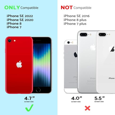حافظة TORU CX PRO لهاتف iPhone SE 2022 / SE 2020 / iPhone 8 / iPhone 7 | غطاء واقٍ مقاوم للصدمات شديد التحمل مع حامل بطاقة مخفي وفتحة للبطاقة | مرآة بلاستيكية متضمنة - أسود in Kuwait