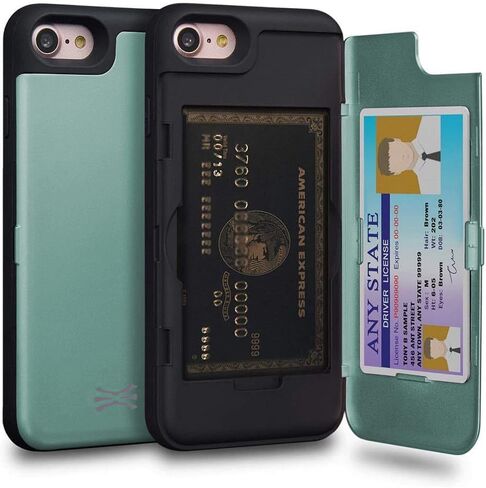 حافظة TORU CX PRO لهاتف iPhone SE 2022 / SE 2020 / iPhone 8 / iPhone 7 | غطاء واقٍ مقاوم للصدمات شديد التحمل مع حامل بطاقة مخفي وفتحة للبطاقة | مرآة بلاستيكية متضمنة - أسود in Kuwait